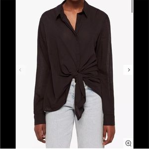 AllSaints Sirena Tie Front Shirt, Black